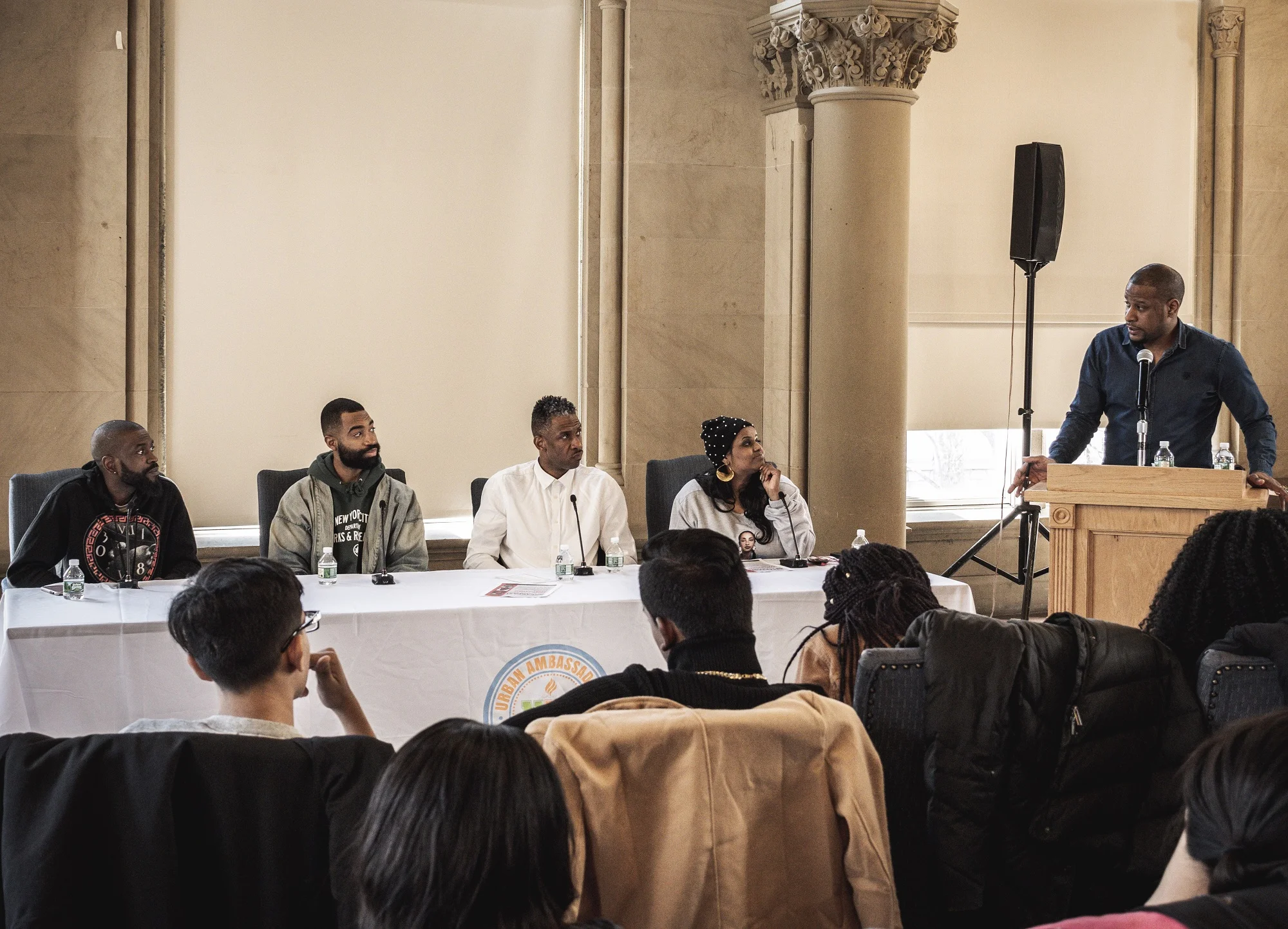 Meet the Masters: Breakfast of Champions panel with young men in the audience